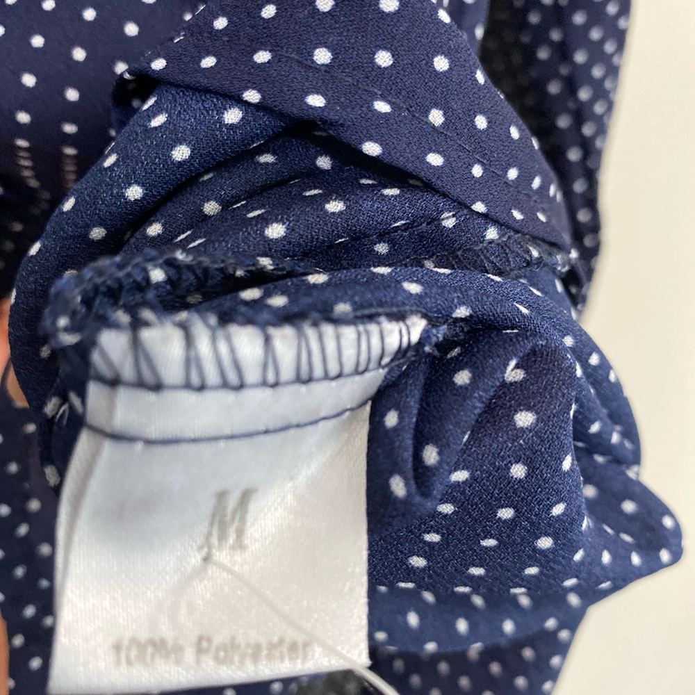 Casual polka dot blue button shirt size M - Picture 3 of 8